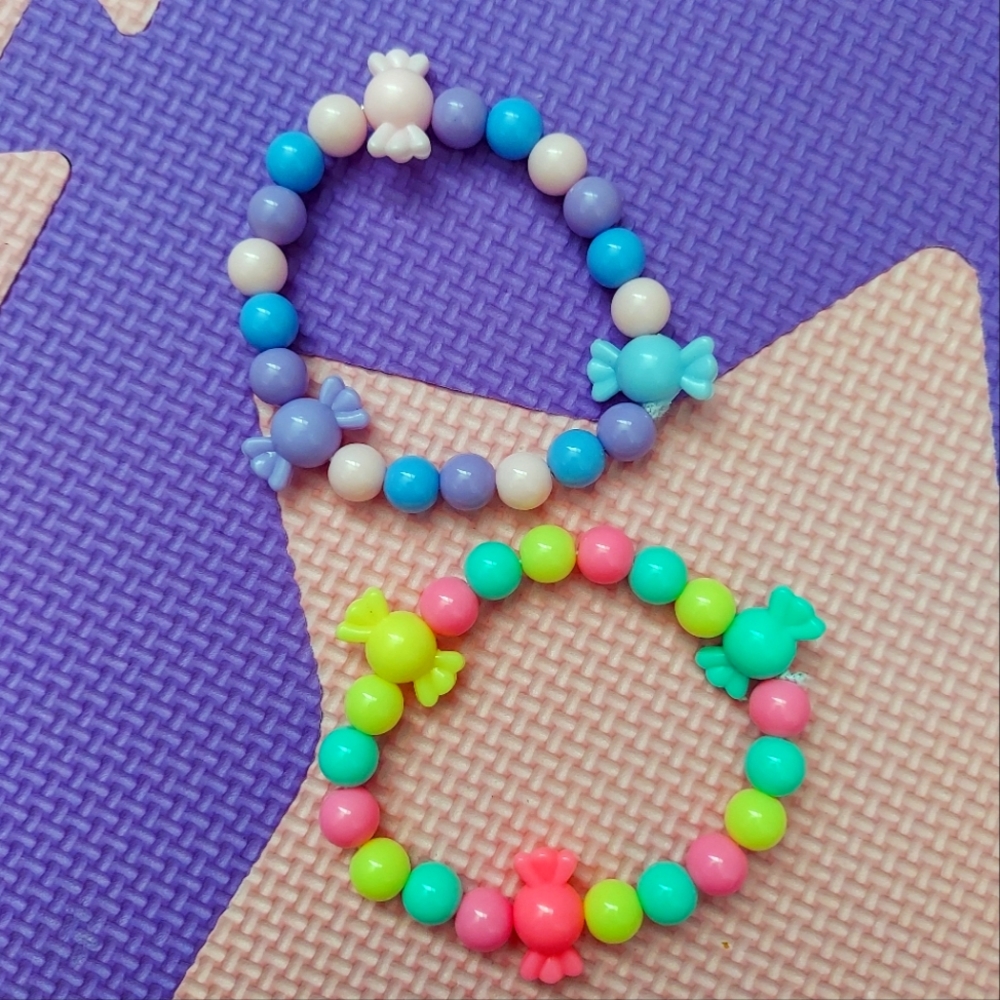 Handmade Kawaii Cute Pastel Y2K Rave Candy Acrylic Bead Bracelet (ONE BRACELET)